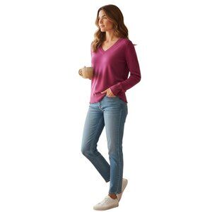 Banana Republic Womens Merino Sweater~Size XS~Mulberry Wine Extra Fine ~ L6 01